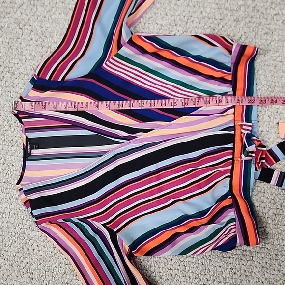 EXPRESS Striped Wrap Blouse - Picture 13 of 16